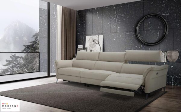 ספת מעצבים עם ריקליינרים חשמליים דגם 50021 לבן פתוח מודרני רהיטים MODERNE