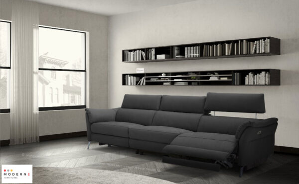 ספת מעצבים עם ריקליינרים חשמליים דגם 50021 שחור פתוח מודרני רהיטים MODERNE